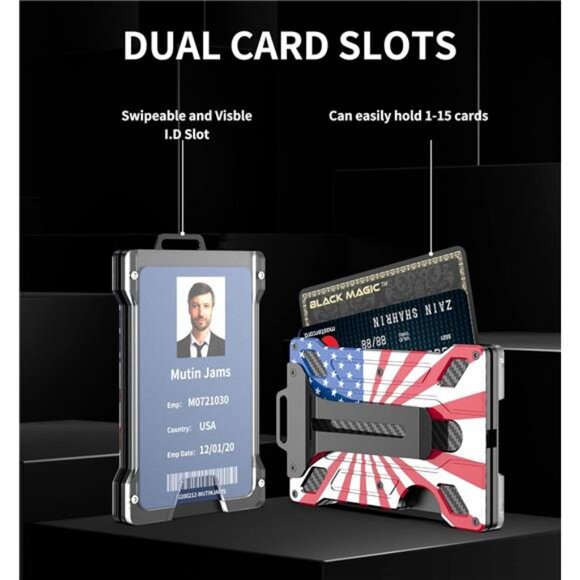 Slim Card Holder Wallet for Men, Money Clip, RFID Blocking Credit Card Holder - Picture 4 of 7